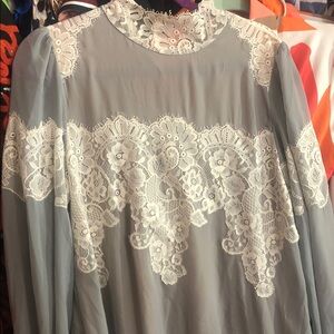 Romantic Lace Gray And Cream Dress